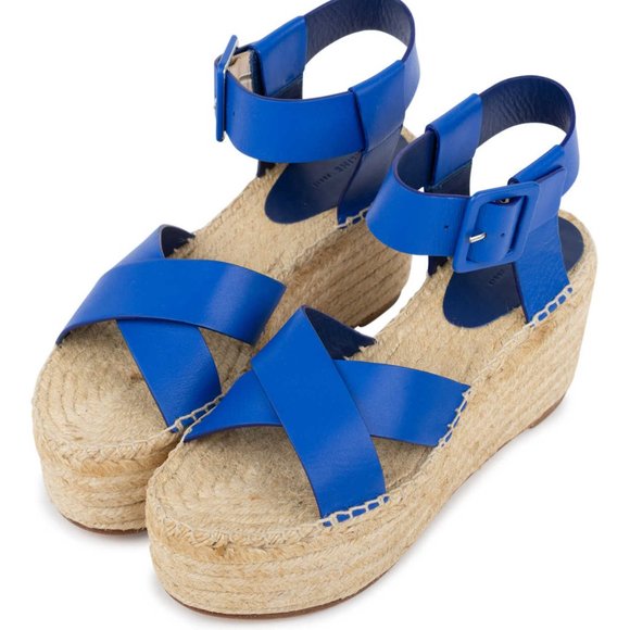 Celine Shoes - Celine Criss Cross Leather Espadrille Sandals